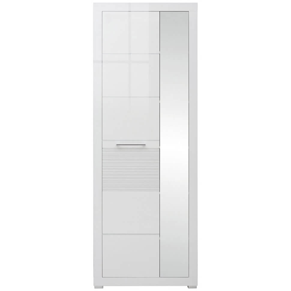 FLAMES BRW REG1L1D/20/7 2 Door High Gloss Mirrored BLACK RED WHITE Wardrobe-White / White Gloss