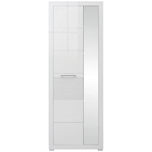 FLAMES BRW REG1L1D/20/7 2 Door High Gloss Mirrored BLACK RED WHITE Wardrobe-White / White Gloss