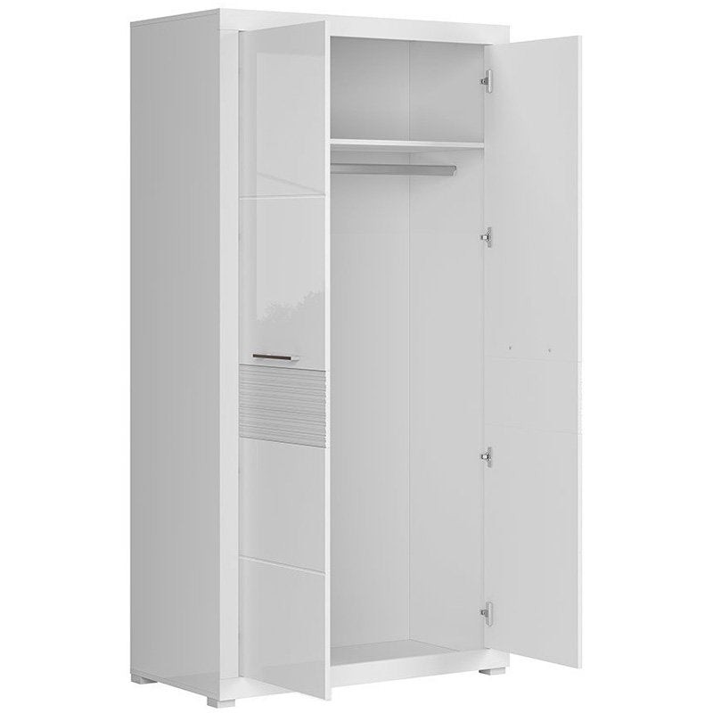 FLAMES BRW SZF2D 2 Door High Gloss BLACK RED WHITE Wardrobe-White / White Gloss