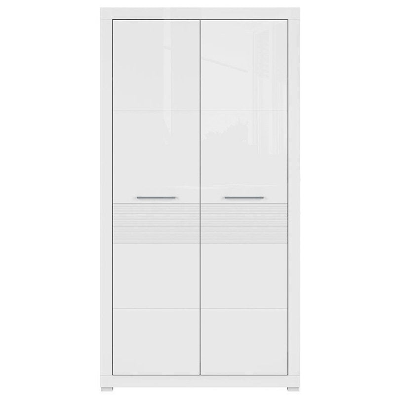 FLAMES BRW SZF2D 2 Door High Gloss BLACK RED WHITE Wardrobe-White / White Gloss