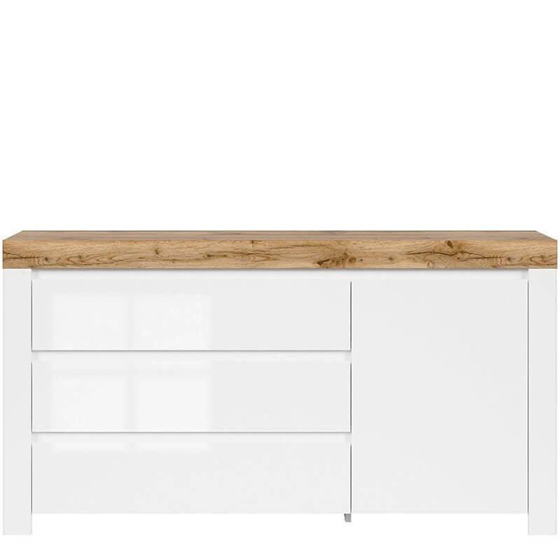 HOLTEN BRW KOM1D3S 1 Door 3 Drawer BLACK RED WHITE Sideboard-White / Wotan Oak / White Gloss