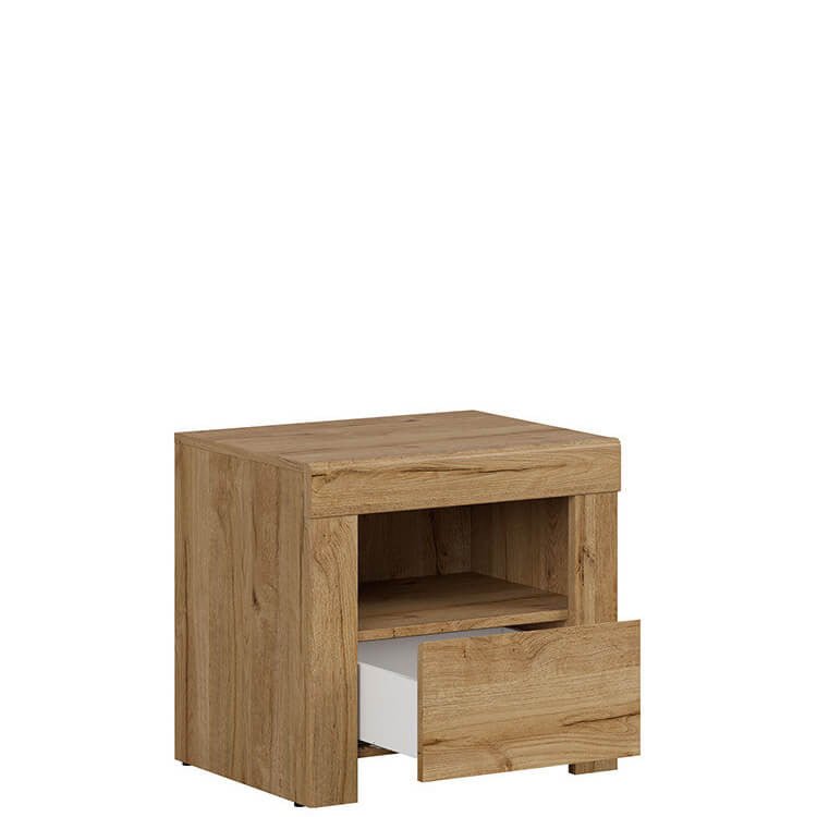 HOLTEN BRW KOM1S 1 Drawer BLACK RED WHITE Bedside Table-Waterford Oak