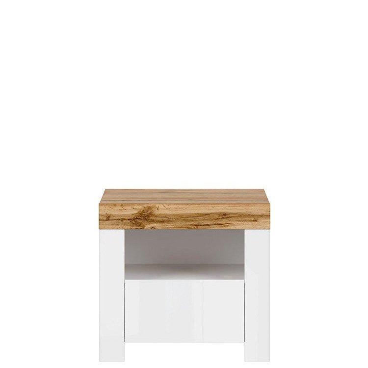 HOLTEN BRW KOM1S 1 Drawer BLACK RED WHITE Bedside Table-White / Wotan Oak / White Gloss