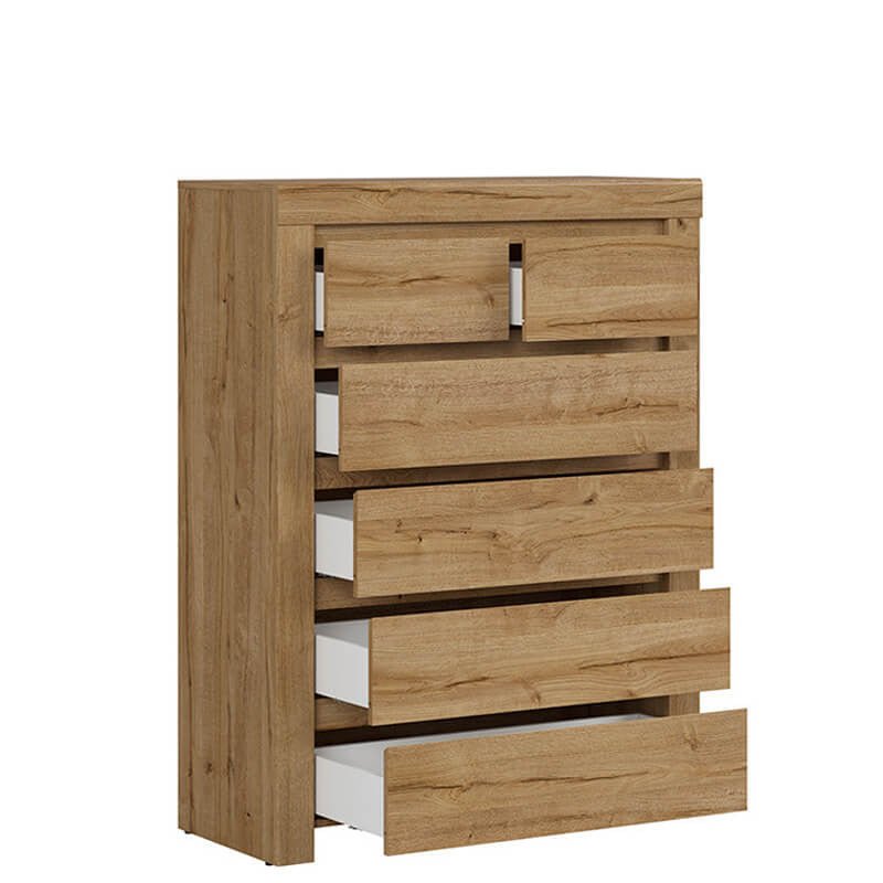 HOLTEN BRW KOM6S 6 Drawer BLACK RED WHITE Chest of Drawers-Waterford Oak