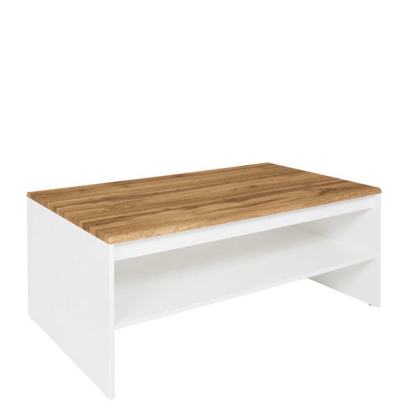 HOLTEN BRW LAW/110 Rectangular with Shelf BLACK RED WHITE Coffee Table-White / Wotan Oak