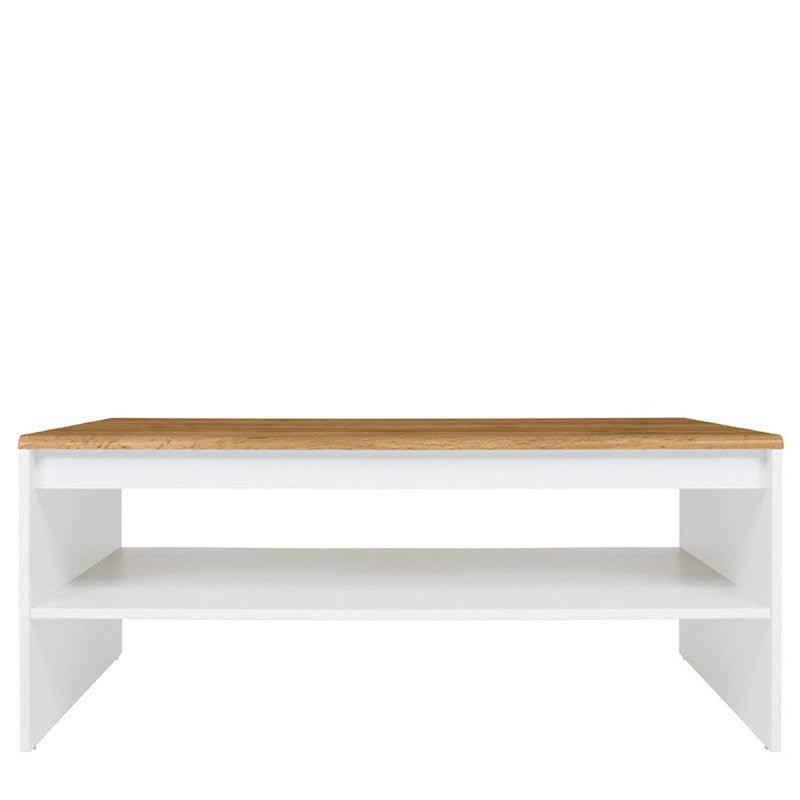 HOLTEN BRW LAW/110 Rectangular with Shelf BLACK RED WHITE Coffee Table-White / Wotan Oak