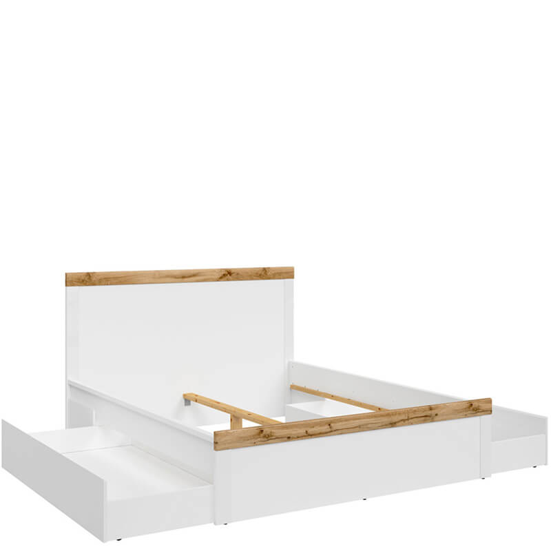 HOLTEN BRW LOZ/140 Double BLACK RED WHITE Bed-White / Wotan Oak