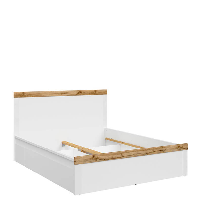 HOLTEN BRW LOZ/140 Double BLACK RED WHITE Bed-White / Wotan Oak