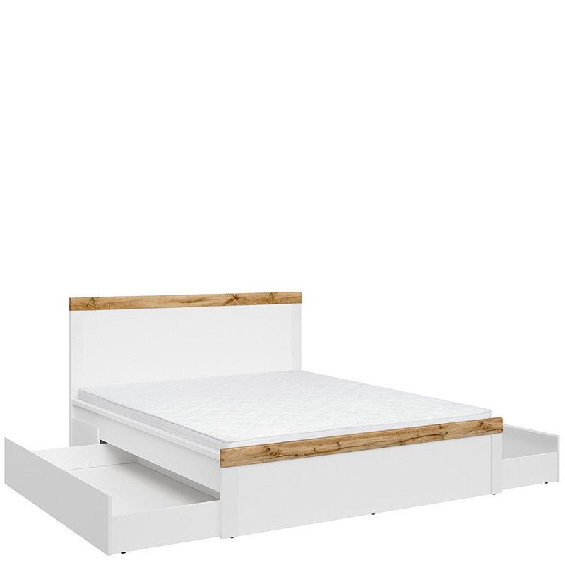 HOLTEN BRW LOZ/160 King Size BLACK RED WHITE Bed-White / Wotan Oak