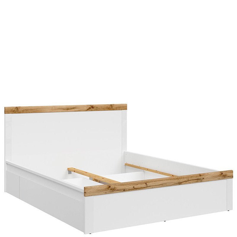 HOLTEN BRW LOZ/160 King Size BLACK RED WHITE Bed-White / Wotan Oak