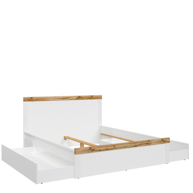 HOLTEN BRW LOZ/160 King Size BLACK RED WHITE Bed-White / Wotan Oak