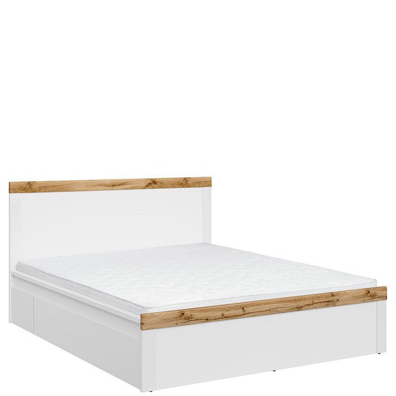 HOLTEN BRW LOZ/160 King Size BLACK RED WHITE Bed-White / Wotan Oak