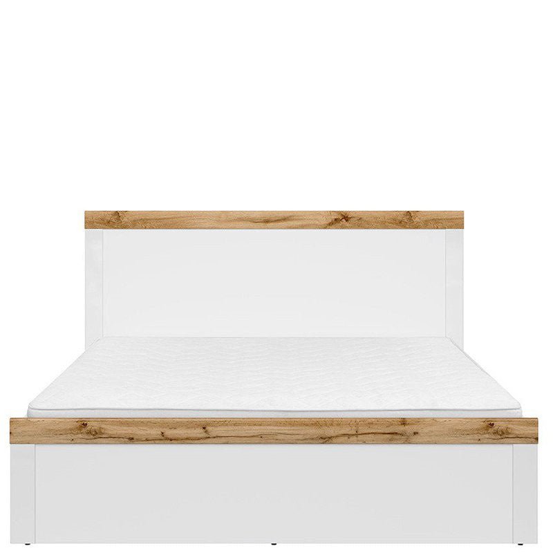 HOLTEN BRW LOZ/160 King Size BLACK RED WHITE Bed-White / Wotan Oak