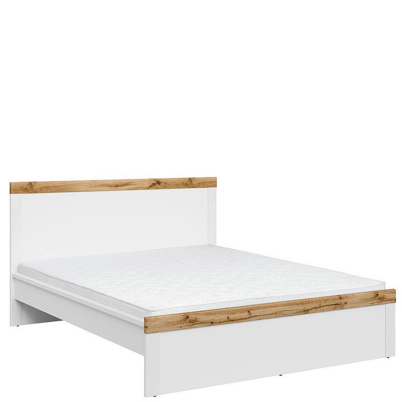 HOLTEN BRW LOZ/160 King Size BLACK RED WHITE Bed-White / Wotan Oak