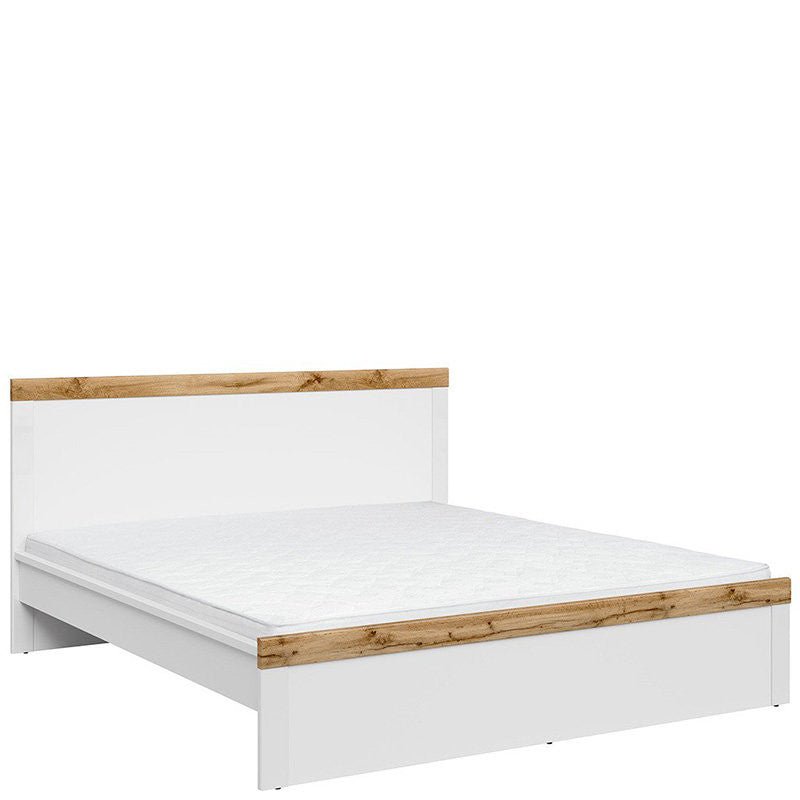 HOLTEN BRW LOZ/180 Super King Size BLACK RED WHITE Bed-White / Wotan Oak