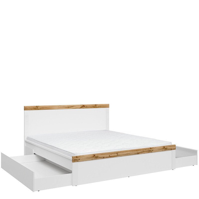 HOLTEN BRW LOZ/180 Super King Size BLACK RED WHITE Bed-White / Wotan Oak