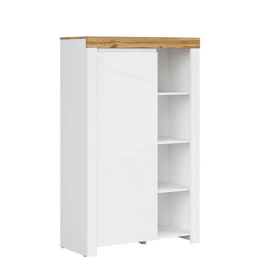 HOLTEN BRW REG1D/150 1 Door Low BLACK RED WHITE Bookcase-White / Wotan Oak / White Gloss