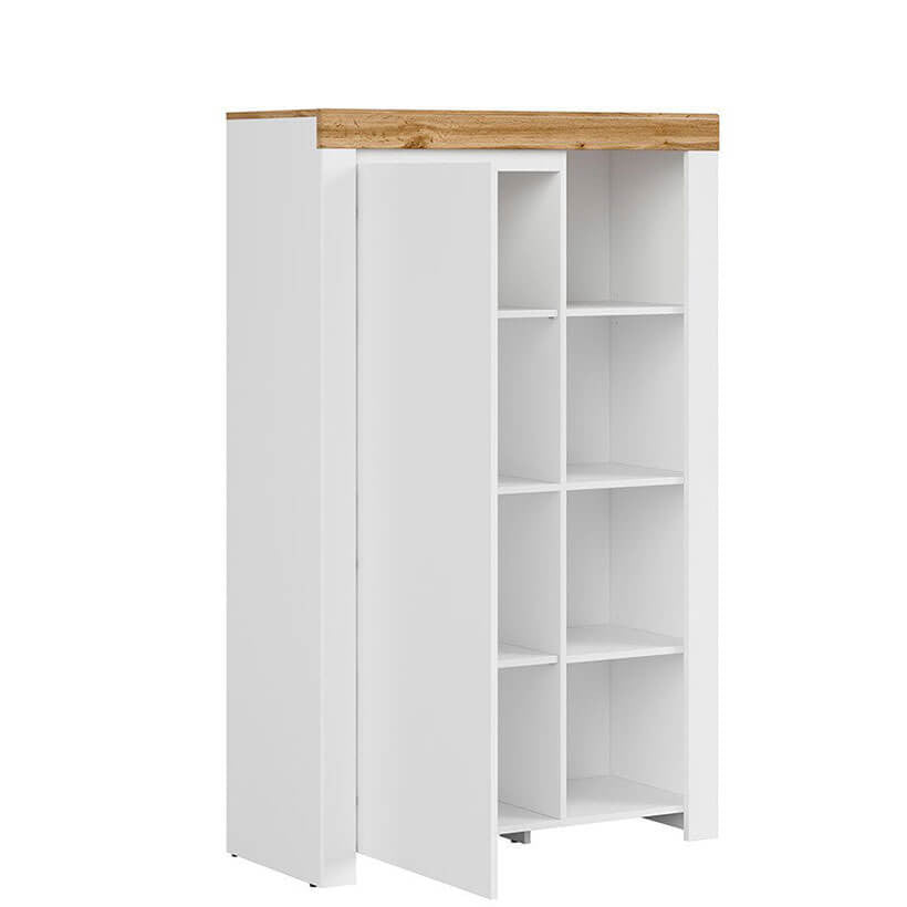 HOLTEN BRW REG1D/150 1 Door Low BLACK RED WHITE Bookcase-White / Wotan Oak / White Gloss