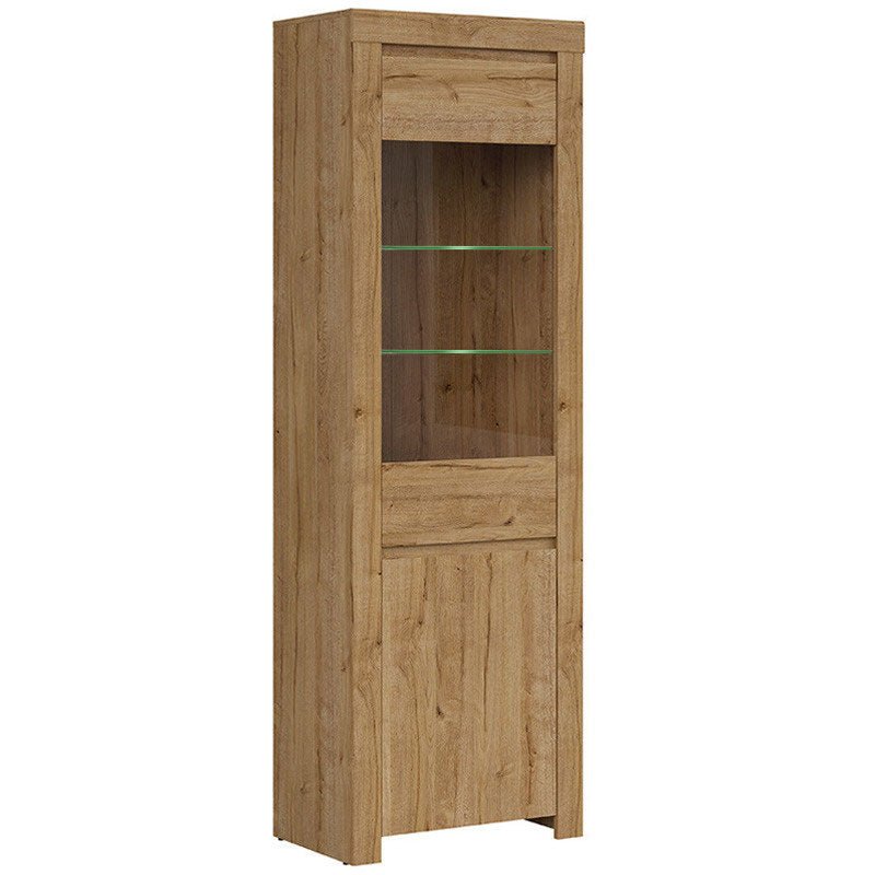 HOLTEN BRW REG1D1W+LED 2 Door Glass Fronted LED BLACK RED WHITE Display Cabinet-Waterford Oak