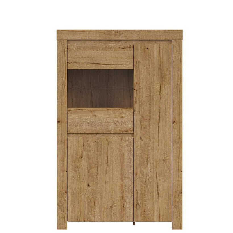 HOLTEN BRW REG2D1W 3 Door Glass Fronted Low BLACK RED WHITE Display Cabinet-Waterford Oak