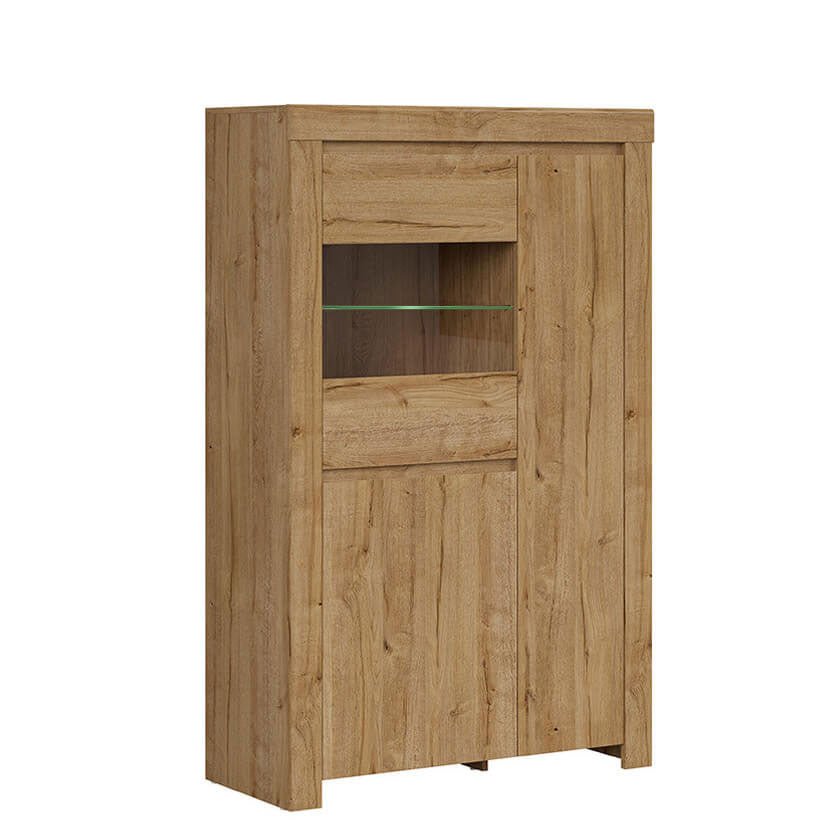 HOLTEN BRW REG2D1W+LED 3 Door Glass Fronted LED BLACK RED WHITE Display Cabinet-Waterford Oak