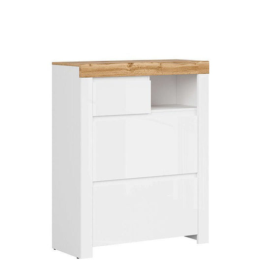 HOLTEN BRW REG2K1S 1 Drawer 2 Door BLACK RED WHITE Shoe Cabinet-White / Wotan Oak / White Gloss