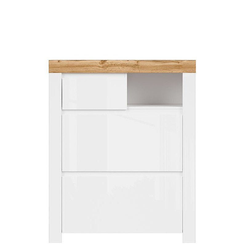 HOLTEN BRW REG2K1S 1 Drawer 2 Door BLACK RED WHITE Shoe Cabinet-White / Wotan Oak / White Gloss