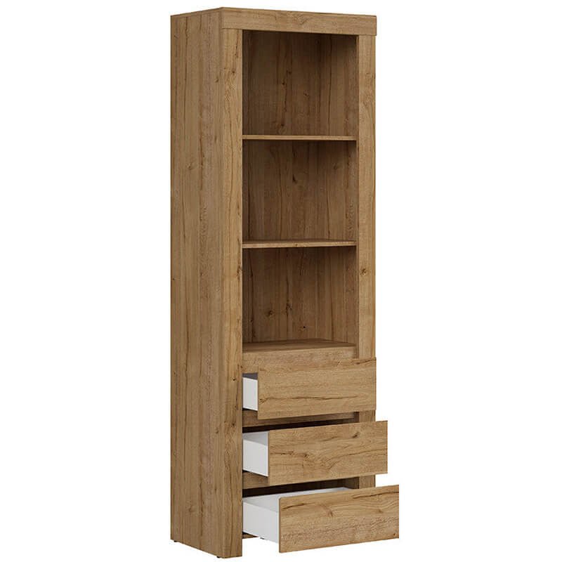 HOLTEN BRW REG3S 3 Drawer Tall BLACK RED WHITE Bookcase-Waterford Oak