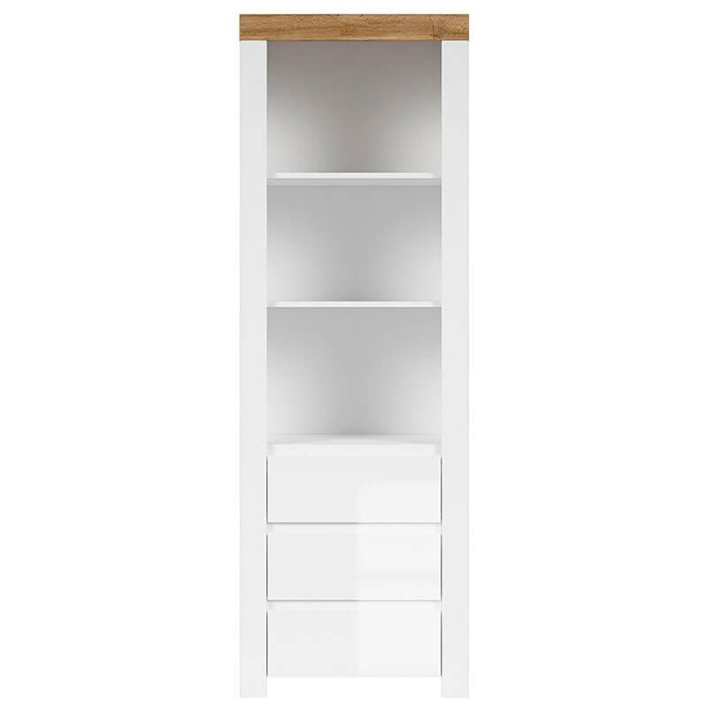 HOLTEN BRW REG3S 3 Drawer Tall BLACK RED WHITE Bookcase-White / Wotan Oak / White Gloss