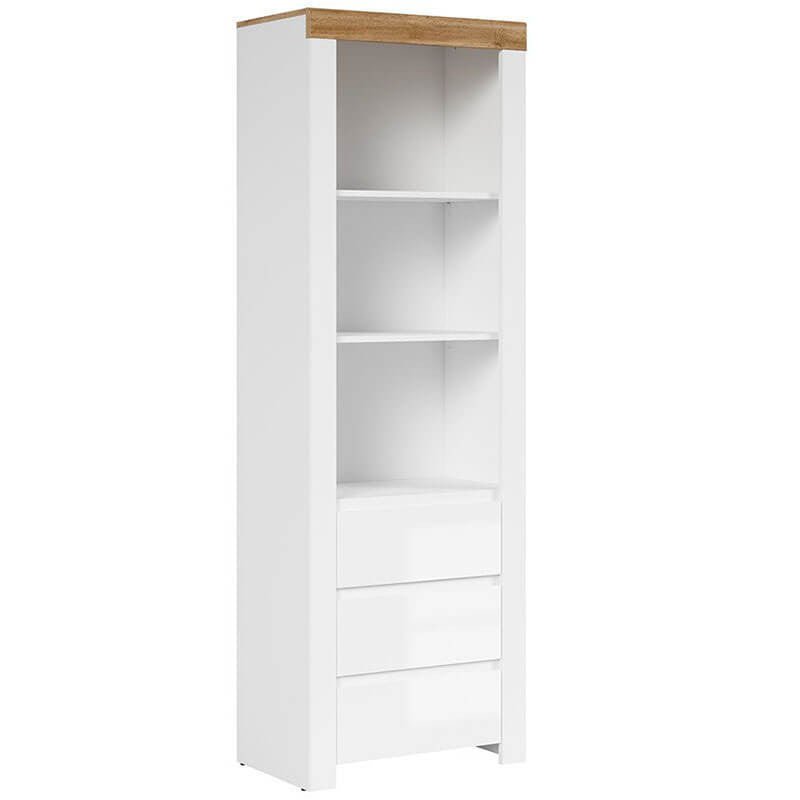 HOLTEN BRW REG3S 3 Drawer Tall BLACK RED WHITE Bookcase-White / Wotan Oak / White Gloss