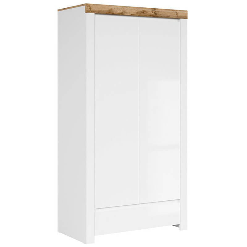 HOLTEN BRW SZF2D1S 1 Drawer 2 Door BLACK RED WHITE Wardrobe-White / Wotan Oak / White Gloss