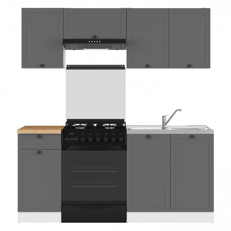 JUNONA LINE 180 BBL Graphite BLACK RED WHITE Kitchen Furniture Set-White / Graphite