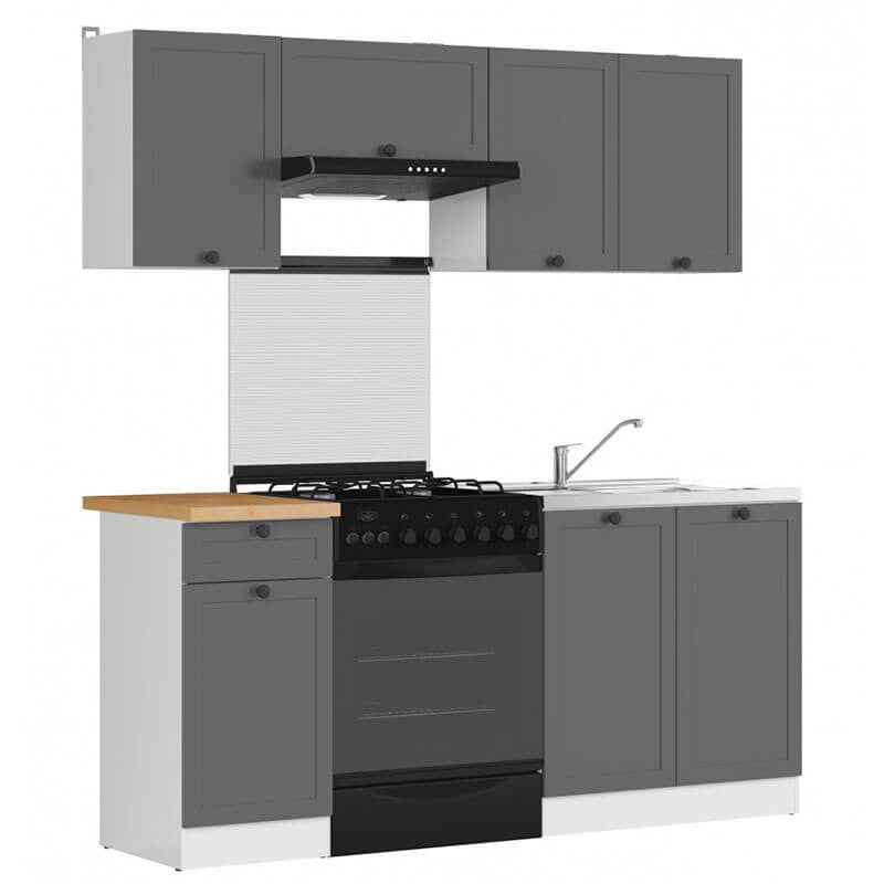 JUNONA LINE 180 BBL Graphite BLACK RED WHITE Kitchen Furniture Set-White / Graphite