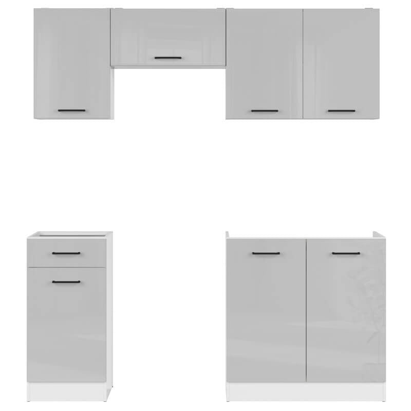 JUNONA LINE 180 BBL Grey Gloss BLACK RED WHITE Kitchen Furniture Set-White / Light Grey Gloss