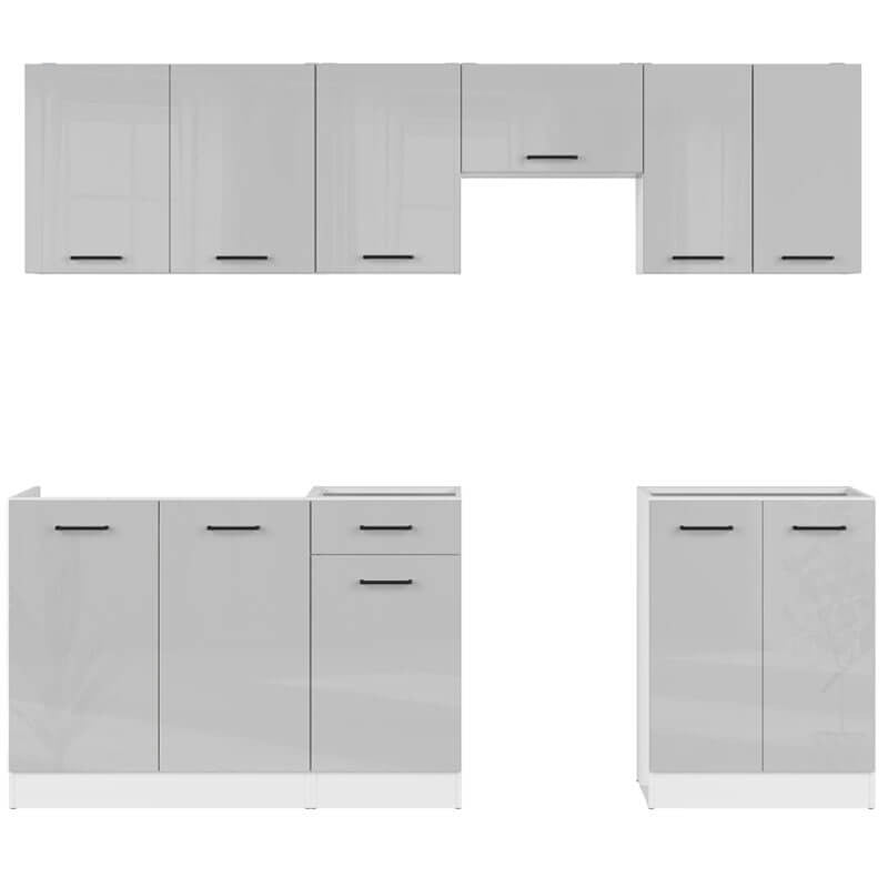 JUNONA LINE 230 BBL Grey Gloss BLACK RED WHITE Kitchen Furniture Set-White / Light Grey Gloss