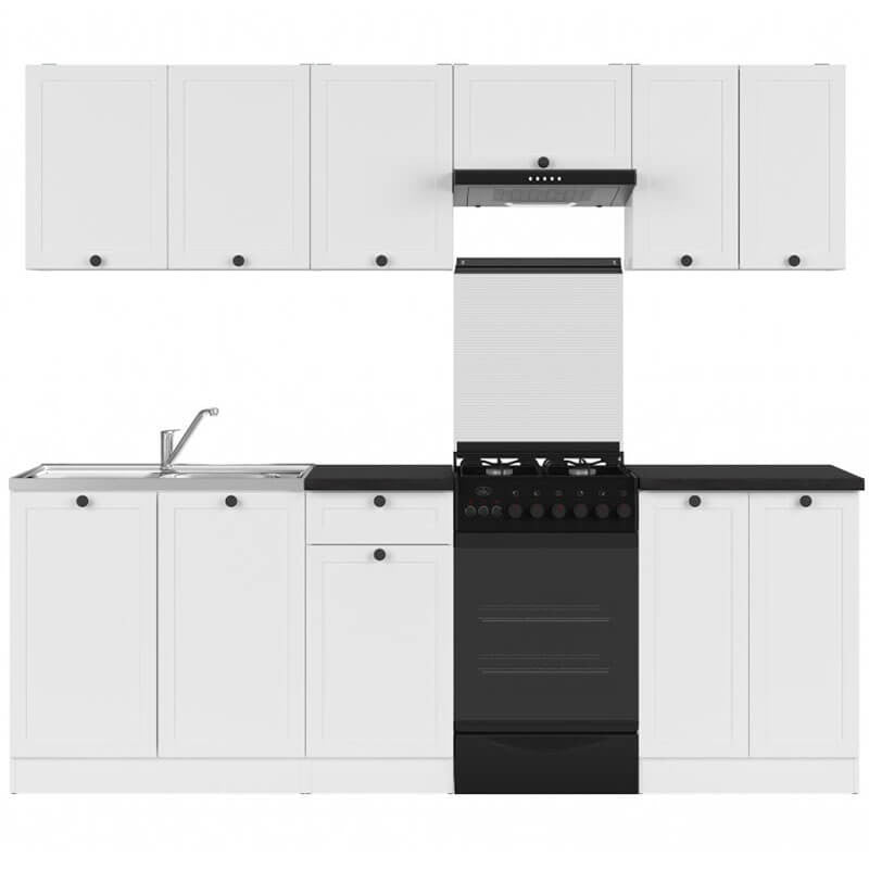 JUNONA LINE 230 BBL White BLACK RED WHITE Kitchen Furniture Set-White