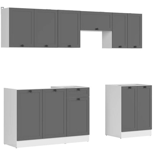 JUNONA LINE 240 BBL Graphite BLACK RED WHITE Kitchen Furniture Set-White / Graphite