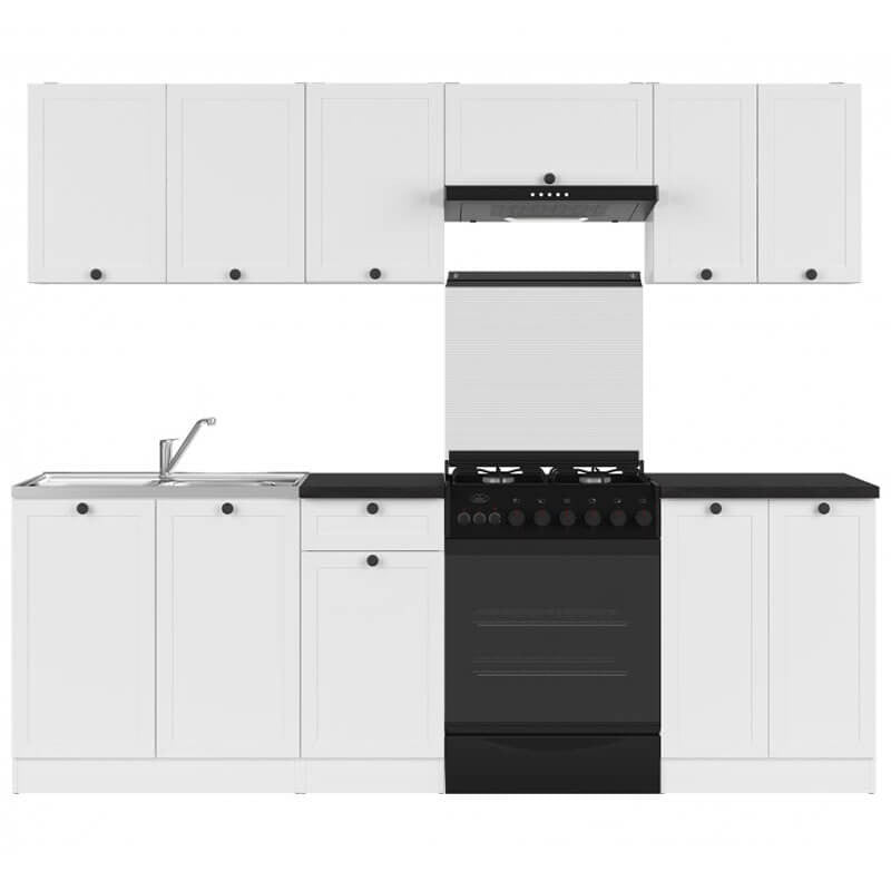 JUNONA LINE 240 BBL White BLACK RED WHITE Kitchen Furniture Set-White