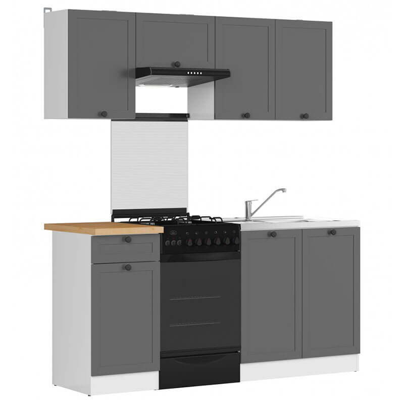 JUNONA LINE BRW 170 BBL Graphite BLACK RED WHITE Kitchen Furniture Set-White / Graphite