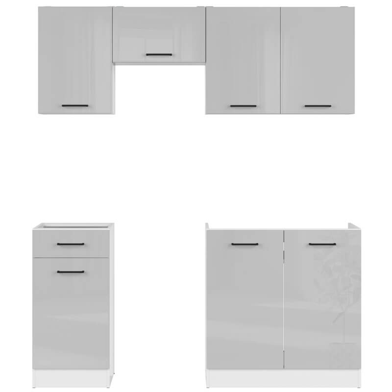 JUNONA LINE BRW 170 BBL Grey Gloss BLACK RED WHITE Kitchen Furniture Set-White / Light Grey Gloss