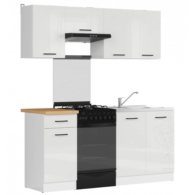 JUNONA LINE BRW 170 BBL White Gloss BLACK RED WHITE Kitchen Furniture Set-White / White Chalk Gloss