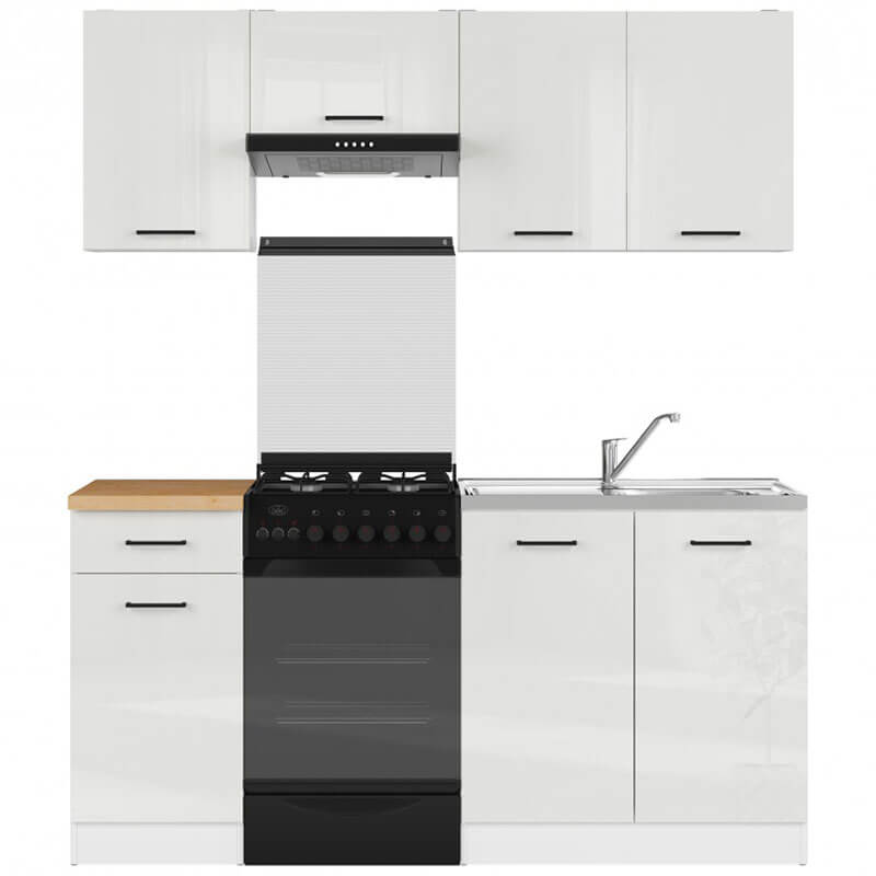 JUNONA LINE BRW 170 BBL White Gloss BLACK RED WHITE Kitchen Furniture Set-White / White Chalk Gloss