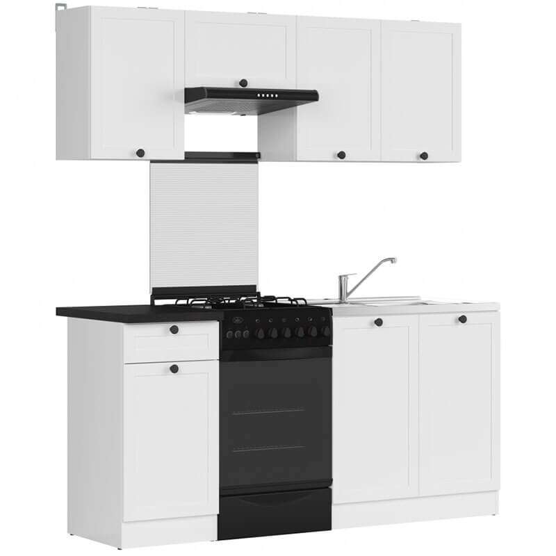 JUNONA LINE BRW 170 BBL White BLACK RED WHITE Kitchen Furniture Set-White