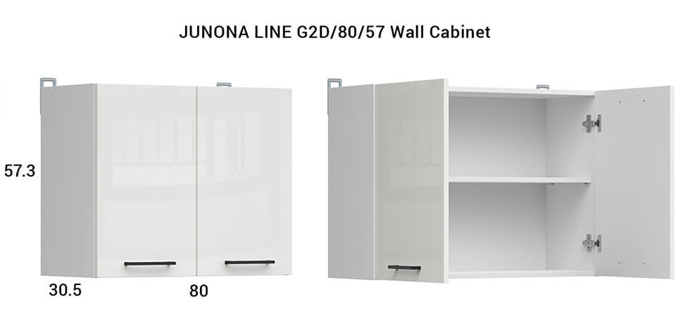JUNONA LINE BRW 180 BBL White Gloss BLACK RED WHITE Kitchen Furniture Set - White / White Chalk Gloss