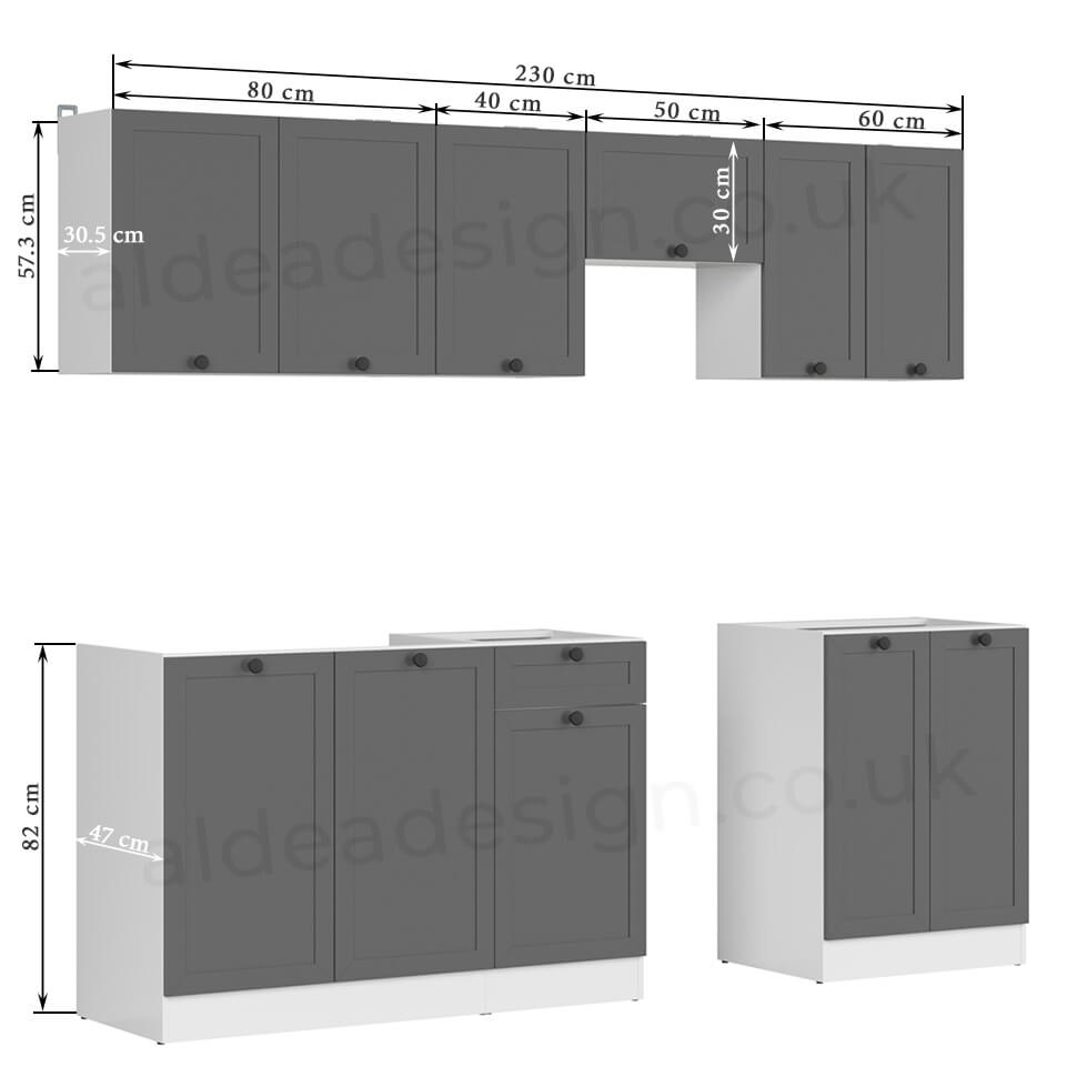 JUNONA LINE BRW 230 BBL Graphite BLACK RED WHITE Kitchen Furniture Set - White / Graphite