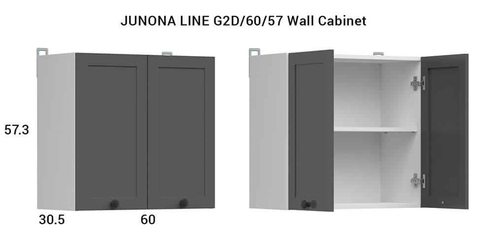 JUNONA LINE BRW 230 BBL Graphite BLACK RED WHITE Kitchen Furniture Set - White / Graphite