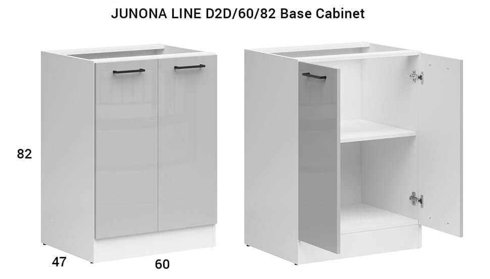 JUNONA LINE BRW 230 BBL Grey Gloss BLACK RED WHITE Kitchen Furniture Set - White / Light Grey Gloss