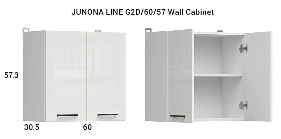 JUNONA LINE BRW 230 BBL White Gloss BLACK RED WHITE Kitchen Furniture Set - White / White Chalk Gloss