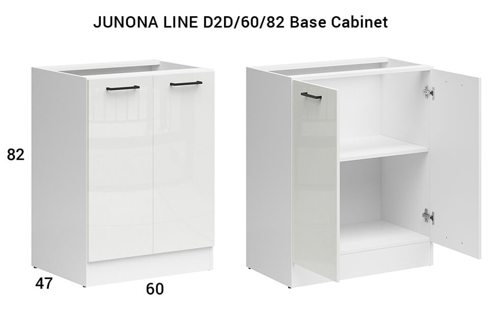 JUNONA LINE BRW 230 BBL White Gloss BLACK RED WHITE Kitchen Furniture Set - White / White Chalk Gloss