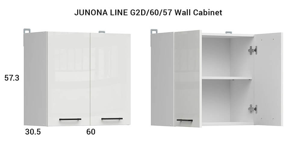 JUNONA LINE BRW 240 BBL White Gloss BLACK RED WHITE Kitchen Furniture Set - White / White Chalk Gloss